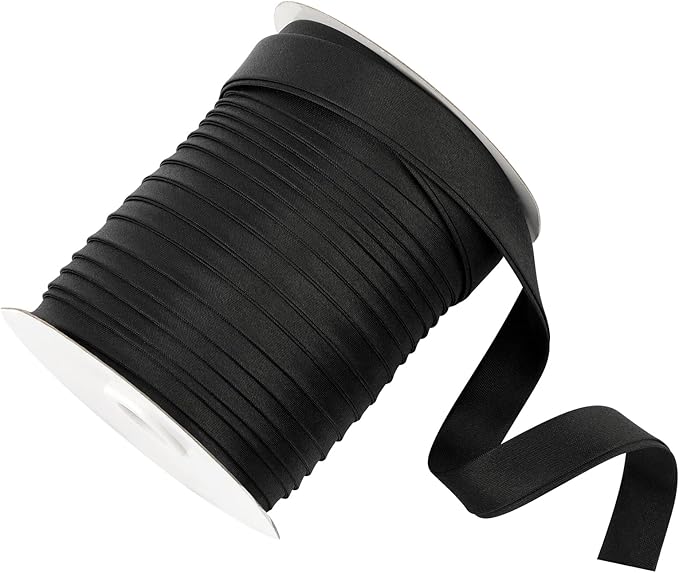 Double Fold Bias Tape, 1/2 Inch x 55 Yards Bias Binding Tape, Black Polyester Binding Tape for Sewing, Hemming, Quilting, Seaming, Fabric Piping, DIY Crafts
