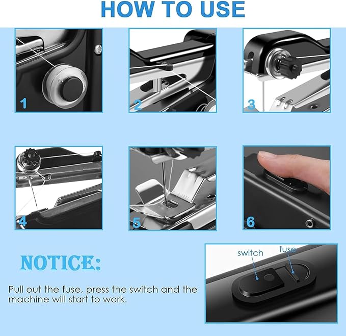 Handheld Sewing Machine, Portable & Cordless Mini Sewing Machine for Beginners - Electric Fast Stitching, DIY Fabric Clothes Repair Kit, Home Travel Mending Machine with Accessories (Black)