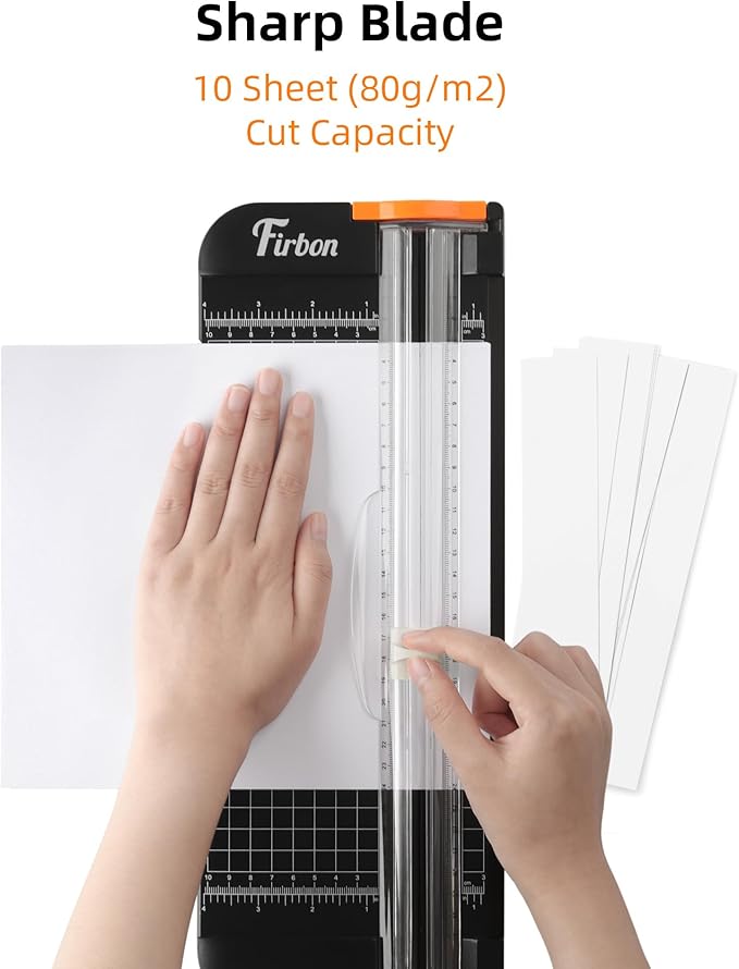 Firbon 2Pcs Refill Blades for A4 A5 Paper Cutter, Spring-Loaded Safeguard Design Replacement Blade for Paper Trimmers (White)