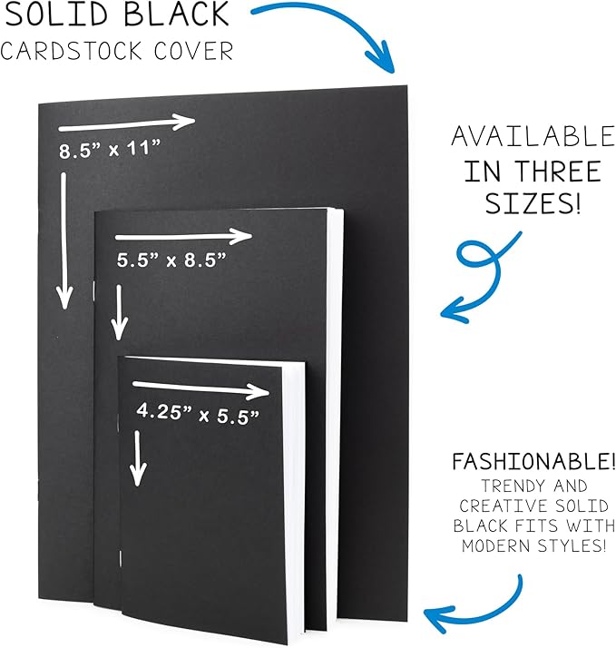 Hygloss Blank Books - Bulk 20 Pack – 4.25" x 5.5" A6 Black Paperback Blank Books for Kids to Write Stories, Doodle, Arts & Crafts – Plain Drawing Sketchbook, Unlined Journal, Notebook Without Lines