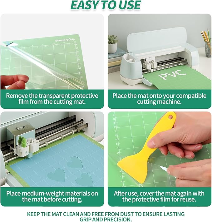 3 PCS Grip Cutting Mats, Non-Slip 12x12 Inch Green Cut Mats, Standard Sticky Grip Mat Compatible with Cricut Explore Air/Air 2/Maker Series Cutting Machines, Cutting Mats for Crafts DIY