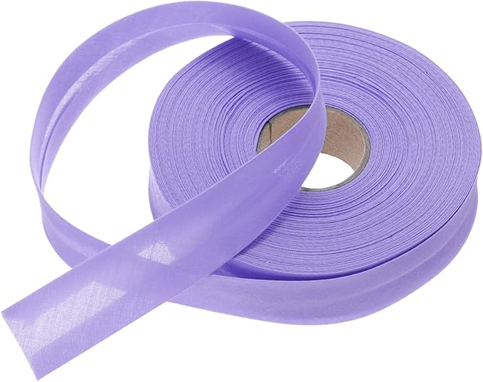 MECCANIXITY 1 Inch Single Fold Bias Tape Polyester Continuous Bulk Bias Tape for Sewing,Seaming Quilting Hemming Binding Crafts (Light Purple 25 Yards)