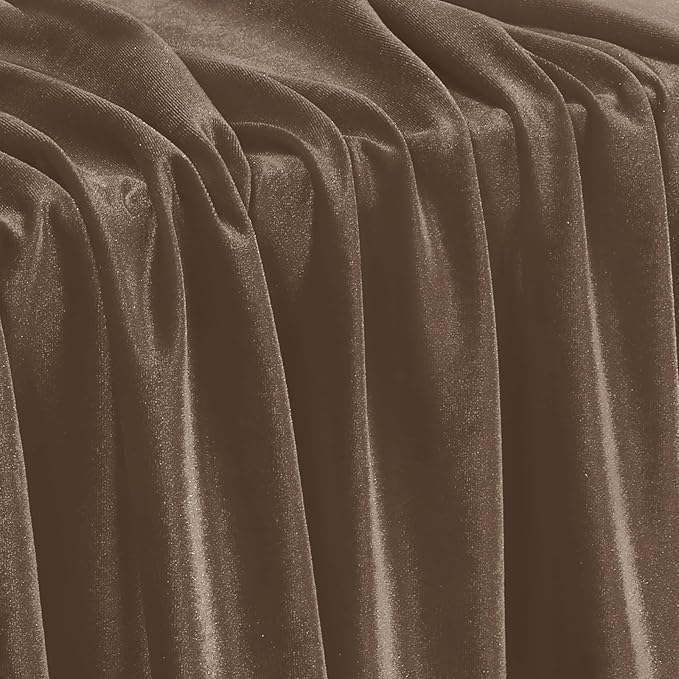 KKJIAF Brown Stretch Velvet Fabric 60 Inch Wide, 5 Yard Soft Stretchy Fabric for Sewing Clothes, Apparel, Costume, Crafts - 90% Polyester 10% Spandex