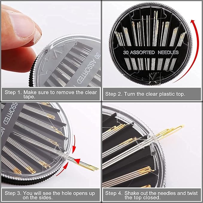 60 Pack, Premium Sewing Needles for Handsewing, Assorted Sizes, 6 Sizes Sewing Sharp Needles, 6 Pcs Big Eye Hand Sewing Needles, Sewing Needles Large Eye, Embroidery Needles for Hand Sewing