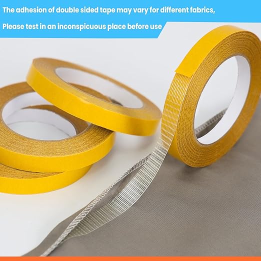 Double Sided Fabric Tape Heavy Duty for Hem, Fashion Dress, Cloth, Curtains, High Adhesive Sticky but Removable and Residue free, No Sewing or Ironing need, Multipurpose, 0.5 in x 33FT/10m x 4Rolls