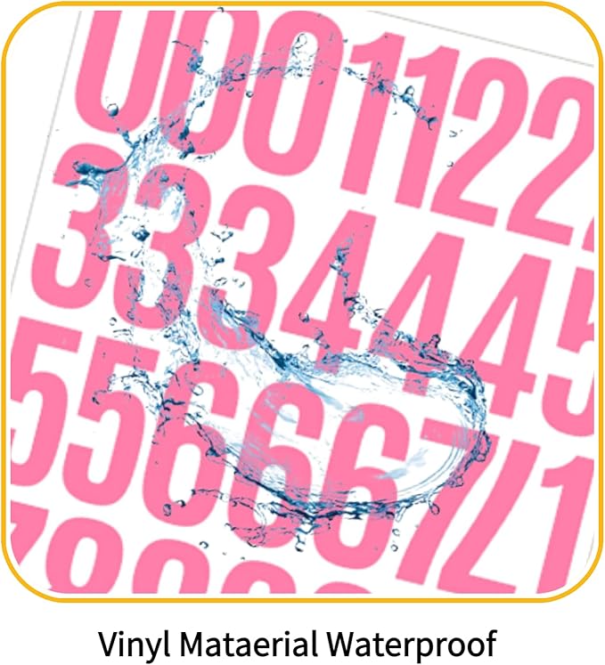 10 Sheets Vinyl Mailbox Number Stickers - Self-Adhesive Address Labels for Cars, House Doors, Windows & Metal Mailboxes (Pink, 2 inch)