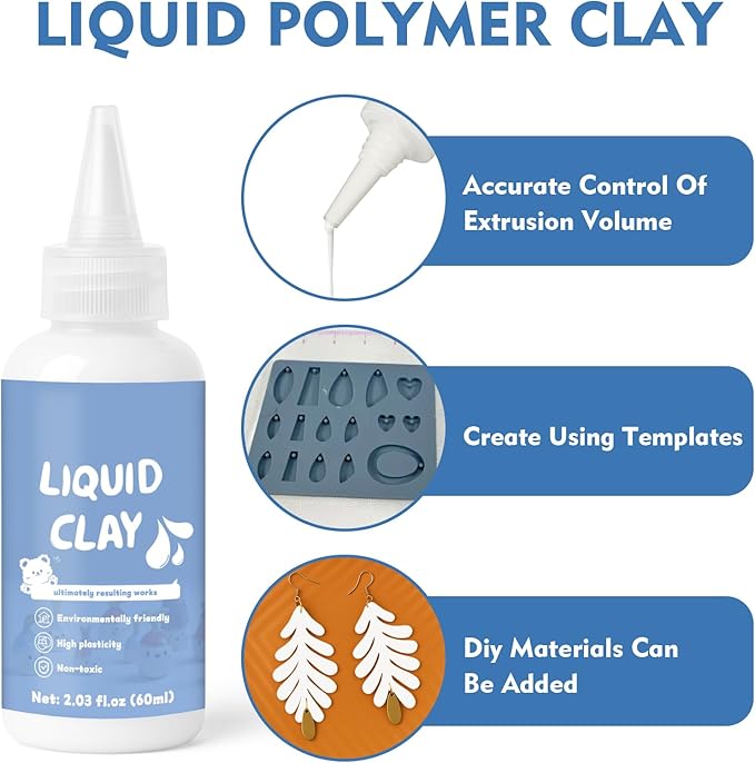 120ml Black,White&Clear Liquid Polymer Oven-Bake Clay, Baking Molding, Very for DIY Decorations, Jewelry, Toys, Household Items