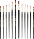12 Pcs Filbert Paint Brushes Soft Artist Brushes Flat Nylon Bristles Painting Brushes with Wood Handle Paint Brush Set for Acrylic Oil Watercolor Gouache Painting