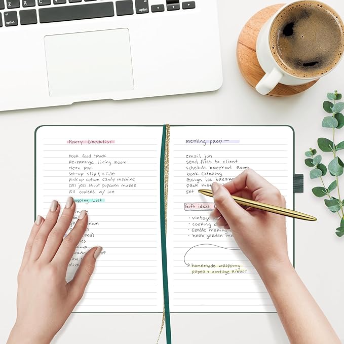 &And Per Se Lined Journal Notebook for Women&Men with Pattern, 160 Pages 100GSM Thick Paper, A5 Hardcover Journals for Writing, 5.7'' x 8'' (Celestial Green)