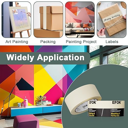 10 Pack Masking Tape 2 Inch Wide Bulk, 2026 Upgrade White Painters Tape Anti-UV General Purpose, 1.88 Inch × 55 Yards Total 550 Yards