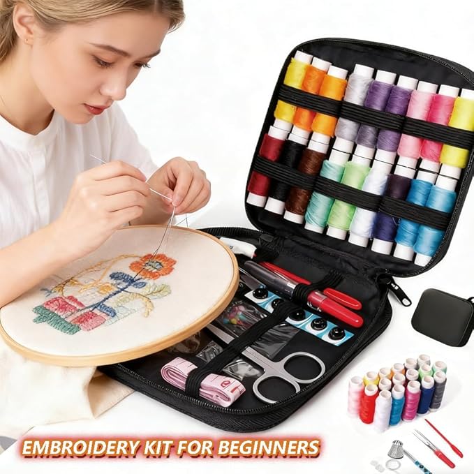 OYSMY Embroidery Stitch Book Kit,2026 New Embroidery Kit with 86 PCS Sewing Kit,Includes Illustrated Guide to 106 Universal Embroidery Stitches for Beginners and Craft Lovers(3 Set)