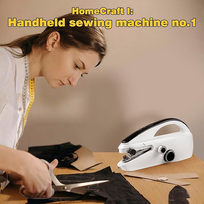 HomeCraftⅠ:Handheld Sewing Machine,Mini sewing machine,Two Power Supply Modes,Easy to Use and Fast Stitch Suitable for Clothes,DIY Home Sewing Machine for Beginners.