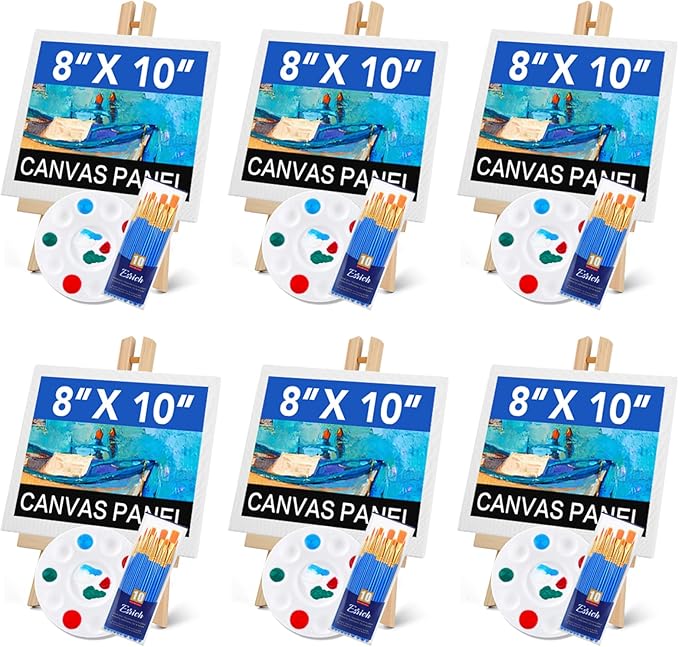 ESRICH 78PCS Canvas with Easel Set,Professional Paint Party Kits for Adults with 11.8“ Easels,Paint Night Kit for Adults,Painting Supplies Kit for Artists and Beginners to Painting Party
