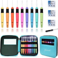 Yarniss 9 Size Light Up Crochet Hook Set 2.5mm-6.5mm, Led Lighted Crochet Hooks for Dark Yarn with 3 Packs Replacement Batteries,Gift for Crocheters