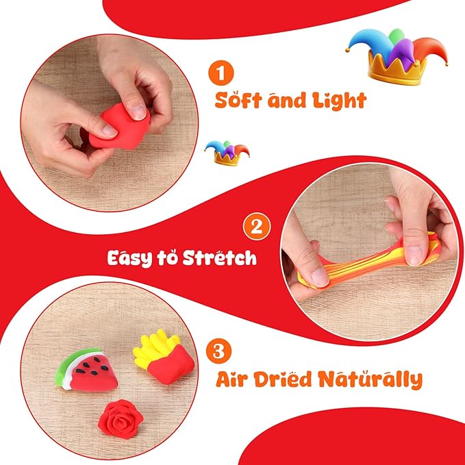 72 Pcs 38oz Air Dry Clay Bulk Modeling Ultra Lightweight Foam Modeling Clay for Kids Adults DIY Gifts Party Arts Crafts and School Project Supplies(Red)