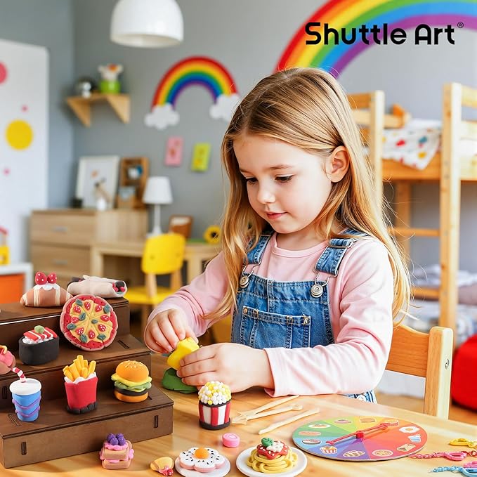 Shuttle Art Air Dry Clay for Kids - Food Store, 33 PCS Modeling Clay Kit with Sculpting Tools and Tutorials, Safe & Non-Sticky, Craft Gifts for Boys & Girls