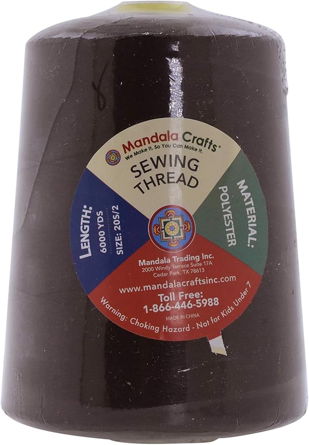 Mandala Crafts 4 Pack of Serger Threads Cones Spools - 20S/2 24000 Yards Polyester Dark Brown Threads for Sergers Machine and Overlock Quilting Sewing Machine