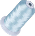 Simthread 5500Yds Embroidery Thread, 5000M High-Yardage 40WT 100% Polyester Thread – 170+ Vivid Colors, High-Speed Rated – Compatible with Brother, Singer, Janome & More - Ice Blue S058