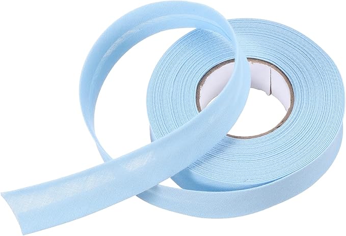 MECCANIXITY 3/4 Inch Single Fold Bias Tape Polyester Continuous Bulk Bias Tape for Sewing, Seaming Quilting Hemming Binding Crafts (Light Blue 10 Yards)