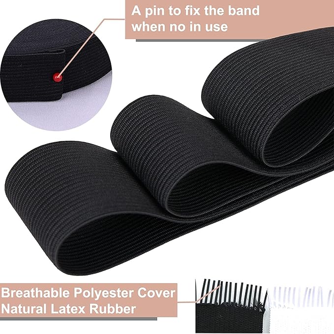 XKDOUS Elastic Band for Sewing, 2 Inch 7 Yards Black Knit Elastic Bands for Sewing Waistband Clothes and Pants Waist, High Elasticity