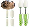 42" Sponge on a Stick for Pottery, 6 Detachable Sponge Heads, Telescoping Ceramic Tool for Removing Water & Shaping Tall/Narrow Vessels, Green Artist Pottery Tool (2 Stick)