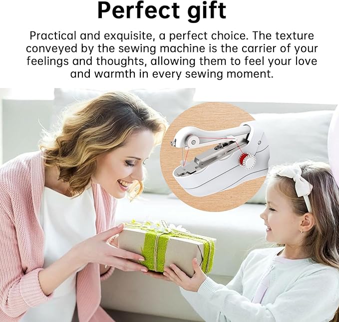 Handheld sewing machine, beginner's sewing kit with storage, two power supply modes, electric switch, simple operation, portable mini, beginner's sewing machine.White
