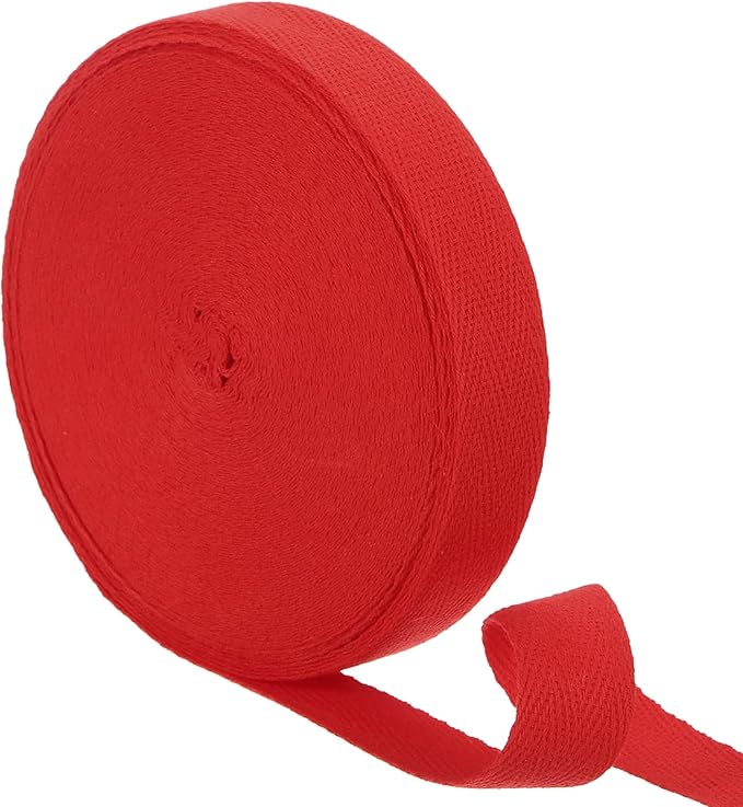 uxcell 23 Yards Cotton Twill Tape, 3/4-inch Herringbone Webbing Ribbon Bias Binding Tapes for Clothes Sewing, DIY Crafting (Bright Red)