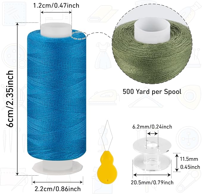 ilauke Sewing Thread, 30 Color Assortment, 500 Yards Polyester Thread, Sewing Kit for Hand/Quilting/Sewing Machine