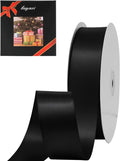 LIUYAXI Black Double Faced Satin Ribbon, 1" X Continuous 50 Yards, Ribbons Perfect for Gift Wrapping Wedding Bouquet Decor DIY Craft Bow Making & Other Projects