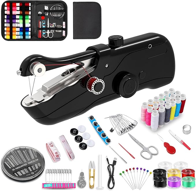 Handheld Sewing Machine,Electric Mini Portable Sewing Machine for Beginners & Adults, Battery/USB Powered, Includes Other Tools and Sewing Threads,Companion for DIY Hand Sewing Enthusiasts