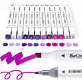 12Pcs Alcohol Markers Pure Color Series,Chisel & Fine Dual Tip Art Solid Color Markers Set for Adults Beginner Drawing Sketching Illustration (Purple)