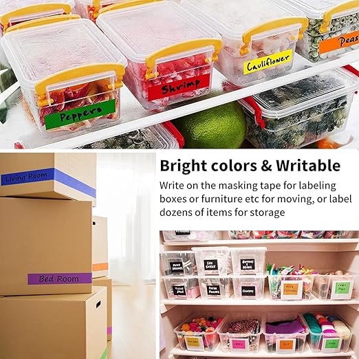 Colored Masking Tape, Color Painters Tape for Kids, 8 Rolls 1 inch Wide x 14 Yards Each, Colorful Paper Tapes Rainbow Colors for Labeling Packing, Painter Tape Variety Pack, Craft Tape