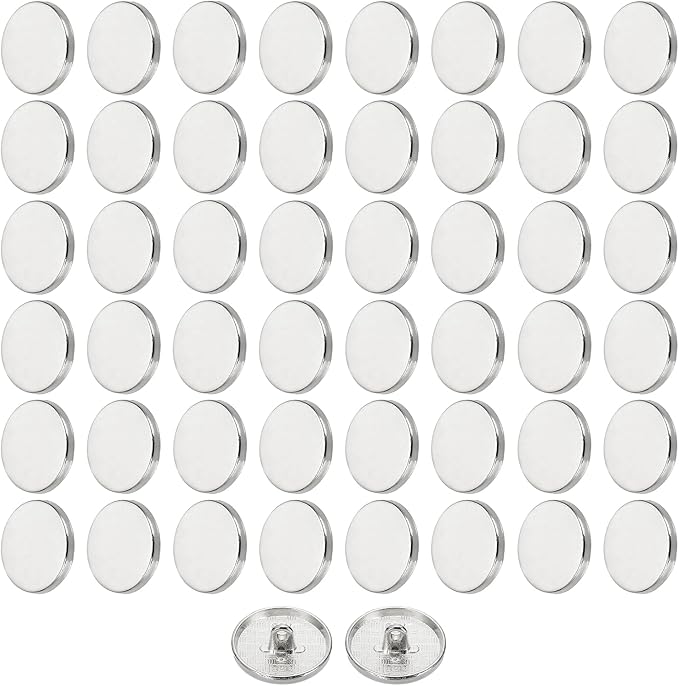 HARFINGTON 50pcs 32L Metal Round Flat Sewing Buttons 20mm Alloy Shank Craft Replacement Button for Men Women Suit Woolen Coat Shirt Trousers Sewing Crafts, Silver Tone