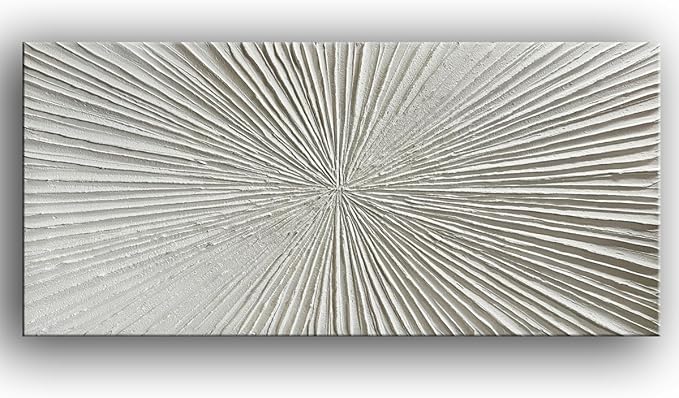 YaSheng Art - White Thick Texture Abstract Wall Art Oil Painting Hand-Painted Minimalist modern Art Paintings Home Living room Room Dining Room Bedroom Wall Decorative Art Oil Painting 24x48inch