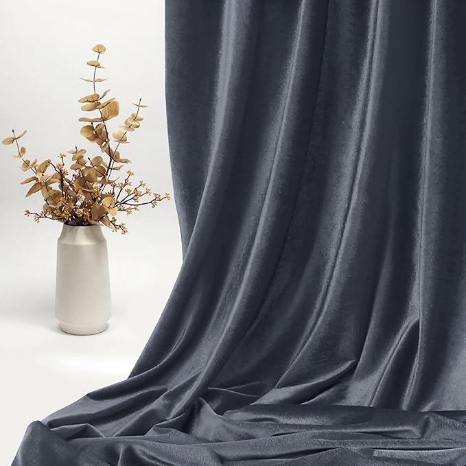 KKJIAF Grey Stretch Velvet Fabric 60 Inch Wide, 1 Yard Soft Stretchy Fabric for Sewing Clothes, Apparel, Costume, Crafts - 90% Polyester 10% Spandex