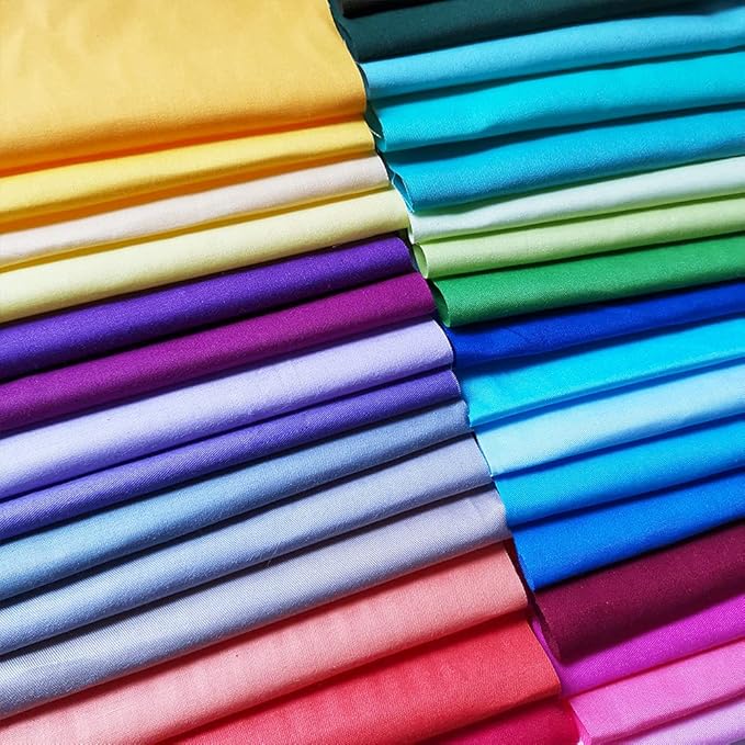 35 Pcs Quilting Fabric Bundles 8" x 8" (20cm×20cm) Solid Colors Pure Cotton, Precut Squares Sewing Quilting Patchwork Scraps for DIY Crafting