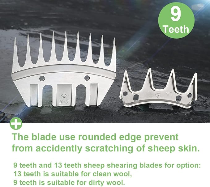 9 Teeth Sheep Shears Replacement Blades for fit Oster, Lister, Heiniger Sheep Clippers, Detachable Animal Trimmer Shears for Grooming Goats, Lambs, Llamas, Alpacas (9 Tooth)