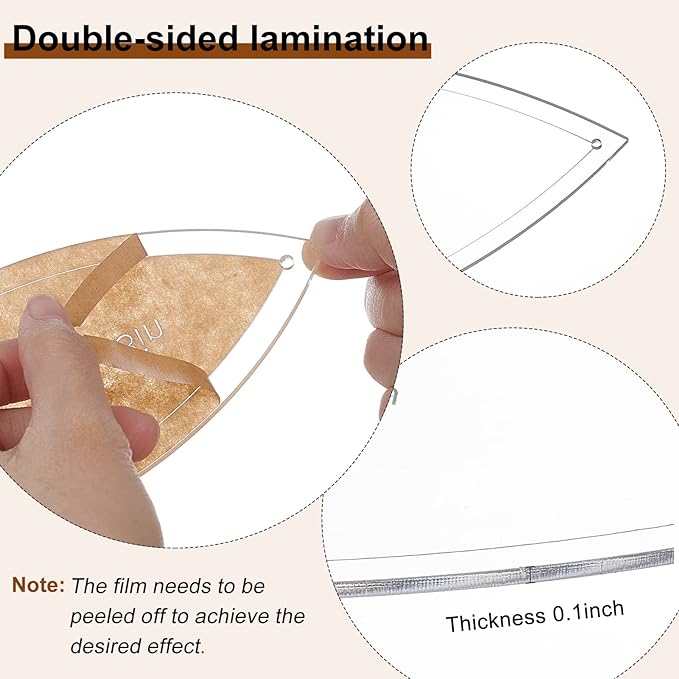 BENECREAT 6PCS Leaf Quilting Templates Set, 1" 2" 3" 4" 5" 6" Transparent Acrylic Quilting Rulers Templates 2.5mm Thick Stencils for Woodworking, Quilting Sewing Needlework Craft