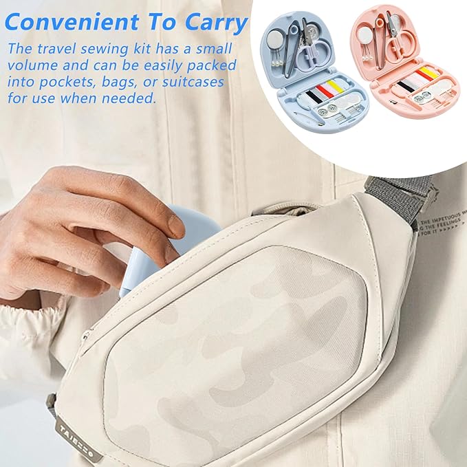 Yasdyri 4 Pack Mini Sewing Kit, Portable Sewing Kit for Travel, Mini Travel Sewing Kit TSA Approved Mini Sewing Box Kit with Threads Scissors Hand Sewing Needles