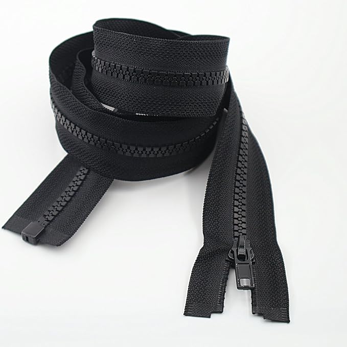 #5 24 Inch Separating Jacket Zippers 2PCS Plastic Bulk Zippers for Coats Sewing Crafts, Black YIGUANXIN