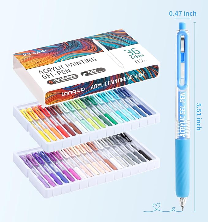 Gel Pens For Coloring, 36 Colors Retractable Colored Pens for Black Paper & White Paper, 0.7mm Fine Point Colorful Pens for Coloring, Writing, Drawing, Journaling, Note Taking, Office, Home