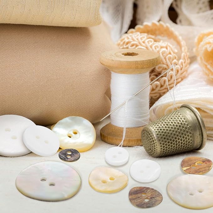 uxcell 25 Pcs Natural Shell Buttons, 2 Hole Mother of Pearl Buttons 30mm Sewing Buttons Sewing Craft Buttons for Shirt Sewing DIY Crafts Decoration, Brown