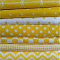 7Pcs 9.8" x 9.8"(25 * 25CM) Cotton Fabric DIY Making Supplies Quilting Patchwork Fabric Fat Quarter Bundles DIY for Quilting Cotton Patchwork Cushions (Yellow Mix, 9.8" x 9.8")