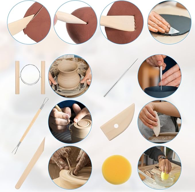 Pottery Tools, 52 PCS Polymer Clay Tools for Carving, Modeling, Trimming, Smoothing, Sculpting, Double-Sided Ceramic Clay Carving Tool Set with Carrying Case
