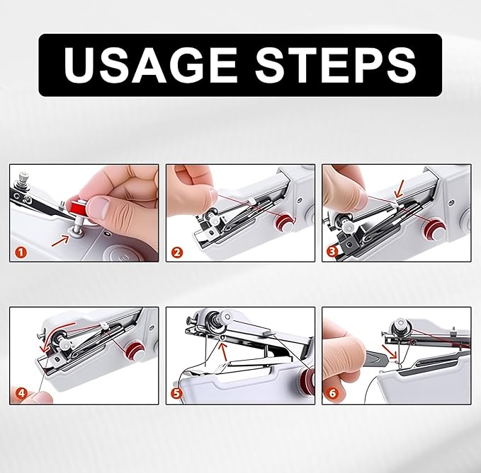 ALIBBON Handheld Sewing Machine for Beginners Portable Electric Mini Sewing Machine with Accessory Kit Small Hand Stitching Machine for DIY Clothes Home Travel Sewing Kit for Adults (White)