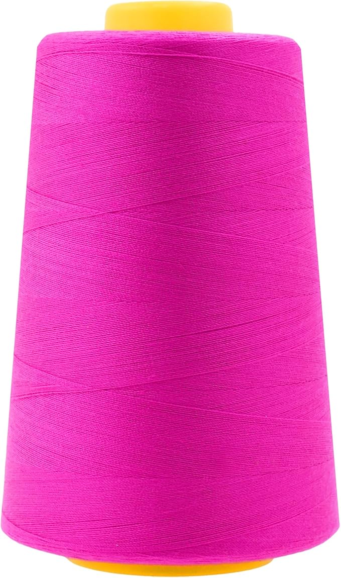 Mandala Crafts 4 Pack of Serger Threads Cones Spools - 40S/2 24000 Yards Polyester Fuchsia Threads for Sergers Machine and Overlock Quilting Sewing Machine