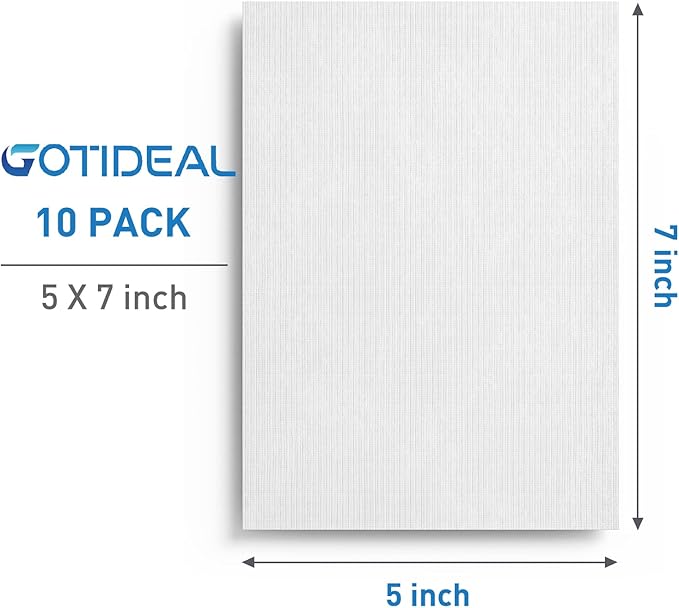 GOTIDEAL Canvases for Painting, 5x7 inch of 24, Professional Primed White Blank Flat Canvas Panels- 100% Cotton Artist Canvas Boards for Acrylics Painting, Oil Watercolor Tempera