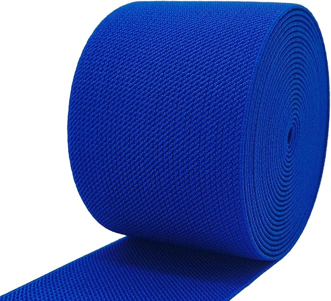 Royal Blue Wide Knit Elastic Band for Sewing 3 inch 5yards Double-Side Twill Woven Elastic Heavy Stretch Elastic Spool Band for Sewing Pants Waist-Wigs-Skirts-Craft-DIY Projects