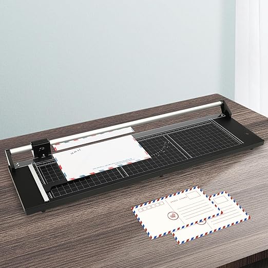 Paper Cutter, Rotary Papers Trimmer, Portable Slicer Scrapbooking Tool with Positioning Ruler & Spare Blades for A4，Craft Paper, Coupon, Label and Cardstock