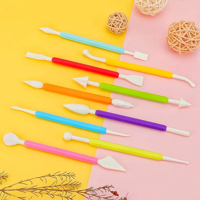 2 Set Air Dry Clay Tools, 18PCS Polymer Clay Tools Kit for Modeling, Plastic Clay Tools Sculpting for Kids, Adults, Molding, Shaping, Carving, Dotting, Trimming, Pottery, Craft Supplies Accessories